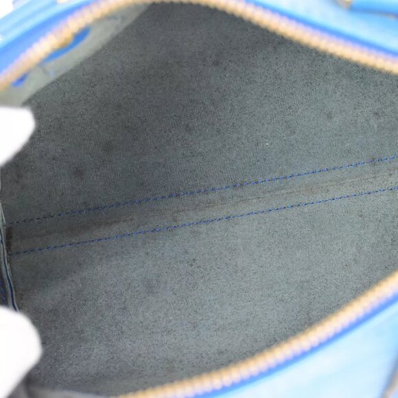 LOUIS VUITTON LV Logo Speedy 30 Travel Hand Bag Epi Leather Blue M43005 35SH811 - Picture 12 of 16